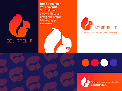 Squirrel It - banking app logo and concept sheet app branding design graphic design illustration logo ui ux vector
