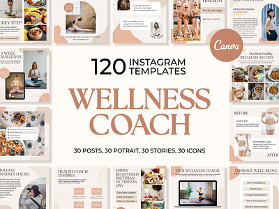 Wellness Coach Beige IG | CANVA 3d animation brand identity branding business branding canva design canva templates design engagement booster facebook templates graphic design highlight cover highlight icons illustration instagram posts instagram stories instagram templates logo motion graphics ui