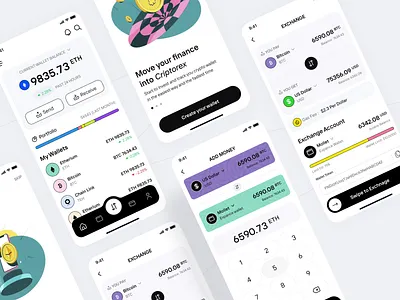 Fintech App Design | Crypto Wallet app design app ui banking app bitcoin blockchain crypto crypto app crypto dashboard crypto wallet ewallet financial fintech fintech app mobile mobile app mobile ui product design ui ux wallet