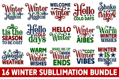 Winter Sublimation Bundle Design 3d animation branding graphic design logo motion graphics ui wine sublimation bundle