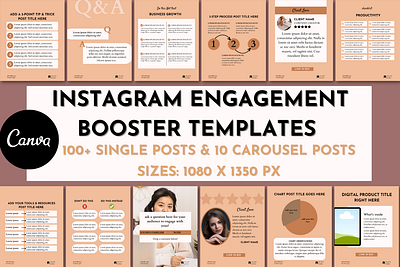 Instagram Engagement post templates | Canva Templates bloggers canva template checklist coaches course creators design freelancers graphic design instagram carousel design instagram post design social media post