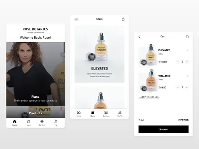 Rose Botanics mobile app app app design beauty app body care design dribbble product design rose rose botanics shop shopping app ui ui design ux ux design