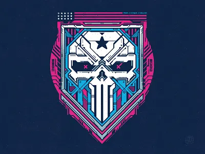 PARA CYBER BELLUM branding cartoon design illustration logo morale patch patch punisher skull t shirt tech tee vector