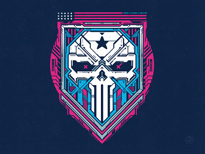 PARA CYBER BELLUM branding cartoon design illustration logo morale patch patch punisher skull t shirt tech tee vector