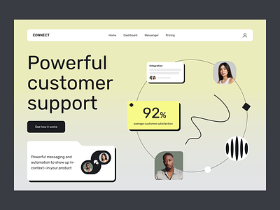 Landing page [ web design ] b2b hero section landing page support website