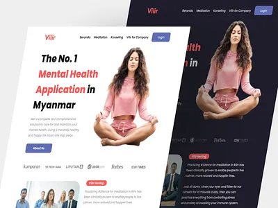 Mental Health Landing Page company profile dark theme design graphic design landing page landing page design light theme logo mental health ui ui 8 ui artist ui design ui website uistock uiux web design website website design website ui