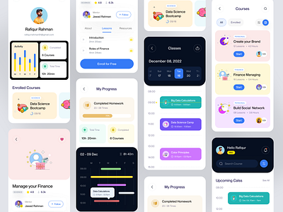 E-Learning Mobile App | Online Course app design application clean course education education app lms minimal mobile app modern design online class online course online education online learning online school school students uiux uiux design ux