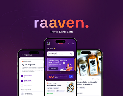 Designing Raaven App - A Social Medium for Parcel Delivery adobe adobexd appdesign mobile app design mobile design product design ui uidesign uiux user interface uxdesign uxui visual design