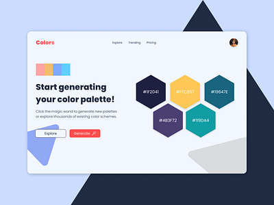 Color Palette Generator - Dribble Weekly Warmup color generator color palette design dribble dribble design challenge dribble weekly warmup figma illustration landing page ui web design webdesign