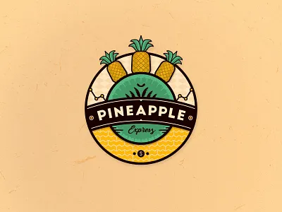 Team Pineapple Express badge bright clean colorful crest design emblem fruit graphic design green illustration illustrator money pattern pineapple simple sticker team vector yellow