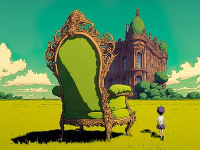 Chair 1 ai art color concept design digital gradient grass illustration light midjourney minimal painting photoshop simple