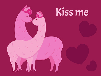 Llama love adobe illustrator affection alpaca amour be my valentine cartoon character comic couple illustration kiss llama love sweet love valentines day vector