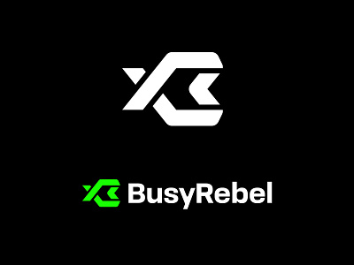 BusyRebel - Logo Concept v2 b bold busy creative logo fresh logo green lettermark logo design logo symbol modern logo monogram neon r rebel