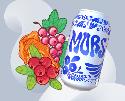 Mors illustration beverage can drink graphic design gzhel illustration mors