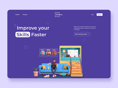 Elern - Online Course Landing Page courses courses app courses landing page e learning education elearning courses hero landing page learning app learning platform online courses online education online learning study ui uiux ux web web design website