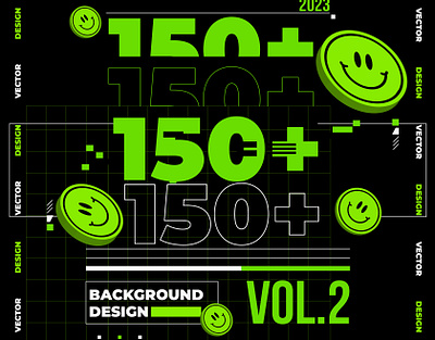 150+ Background Design Collection | Vol.2 acid acid design background bundle collection emoji emotion flat design illustration info outline party poster react reaction retro smily template design typeface ui