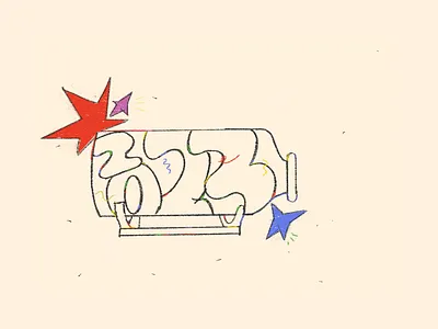 2023, A New Year 2023 2d adobe fresco adobe illustrator art artwork bottle celebration color colours crayon doodle dribdrab fireworks flat illustration line drawing minimal new year sketch