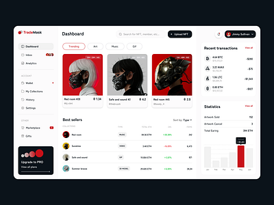 NFT platform design figma fintech nft red ui web design