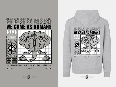 Ganesha band band merch elephant ganesha grey line line art lotus merch merch design merchandise metal metalcore monoline thunder vector we came as romans