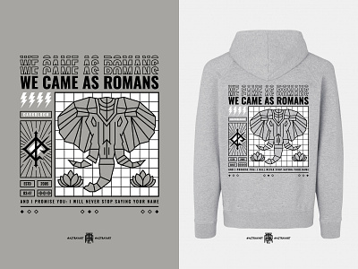 Ganesha band band merch elephant ganesha grey line line art lotus merch merch design merchandise metal metalcore monoline thunder vector we came as romans