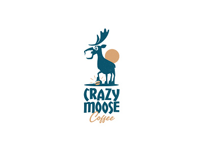 Crazy Moose animal bean cafe character coffee comic crazy deer design elk forest fun logo mascot moose vector wild
