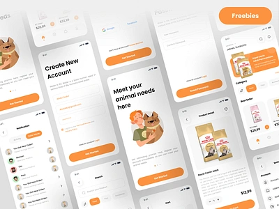 [ FREEBIE ] Pittashop - Pet App UI KIT🔥 app app design cat kit mobile mobile app mobile app design pet pet app pet care app pet shop petcare ui ui kit uikit