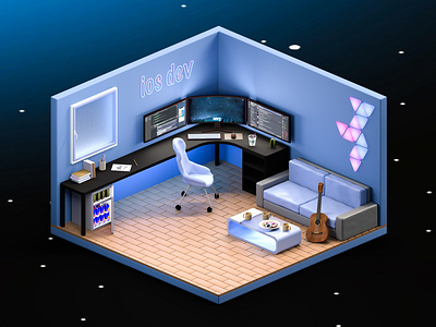 Developer room*** 3d 3dgraphics 3dmodel 3droom arnold art c4d cinema4d design ill isometric render