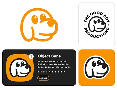 Doggy Logo and Style Guide (Sold) animal app icon ios apple badge brand identity branding button character cute dark light orange dog for sale unused buy graphic design illustration logo mark symbol icon mascot mihai dolganiuc design pet sticker type typography text custom ui interface