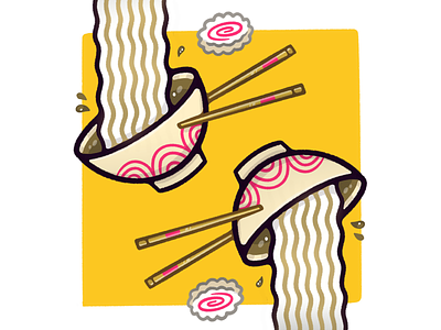 Ramen upside down 3d animation blake stevenson branding food foodie graphic design illustration jetpacks and rollerskates logo motion graphics noodles ramen ui