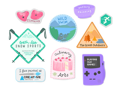 Hobbies and Interests activities adventure badge badges graphic design hobbies illustration interests