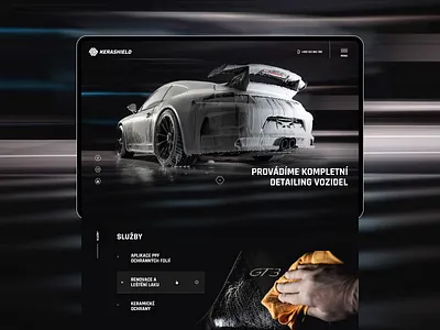 Kerashield website branding car clean design hand wash layout modern ui webdesign
