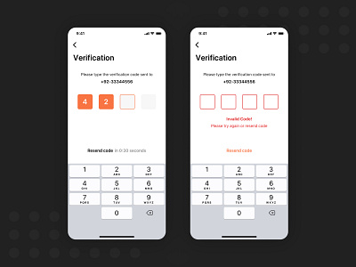 Verification Screen for Mobile app clean ui design instagram mobile orange app request code social app ui verification screen