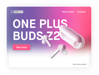 Product Website - Earbuds big brand glass gradient image pink product purple ui website