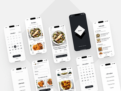 Repas - Bespoke Food Box App app brand calendar delivery display font filter floating action button food interaction karla meal menu minimal playfair schedule ui