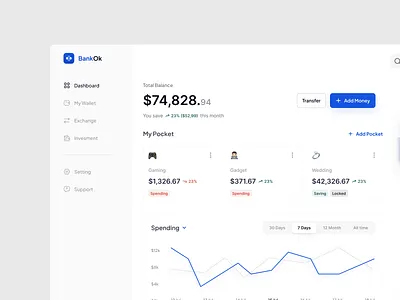 BankOk | Finance/Banking Dashboard branding design graphic design illustration logo ui uidesign ux vector web