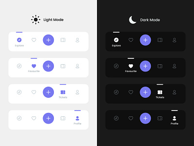 Navigation/Tab-bar for Mobile app (Light/Dark mode) 4 icon nav bar clean ui darkmode filled navbar lightmode mobile nav bar navigation bar outline navbar social app navbar tab bar ui