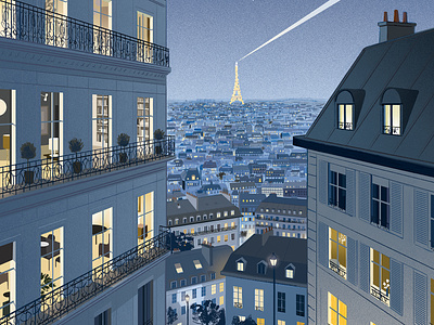 Paris at Night cityscape digital folioart illustration jason brooks luxury paris