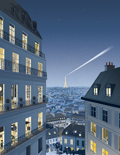 Paris at Night cityscape digital folioart illustration jason brooks luxury paris
