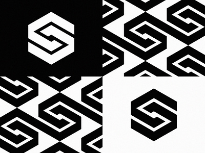 S + Hexagon design hexagon line logo mark pattern s symbol vector