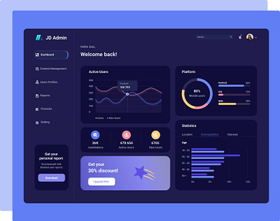 Admin Panel dashboard illustration typography ui ux web design