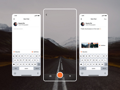 Camera Photo Capture Screen for a New Post add photo post add post camera screen capture screen design event photographer instagram mobile new post photography ui
