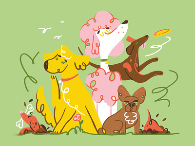 Pets batch character digital dogs folioart illustration line