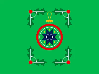 Festive Football bauble branding christmas festive football geometric green holly icon illustration logo mark negative space pitch red soccer sports vector world cup wreath