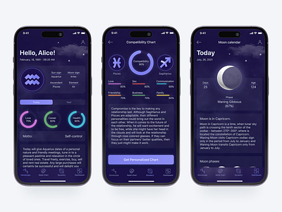 Horoscope Mobile App app application design horoscope ios stars ui ux zodiac