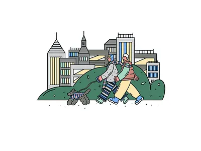 walk branding character design flat illustration