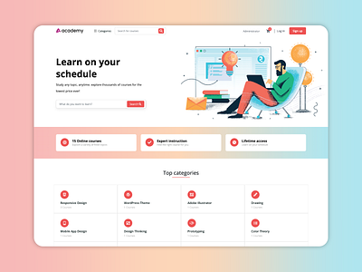 Academy Learning Management System application codecaynon creative design education envato learning management system lms school study ui user interface web