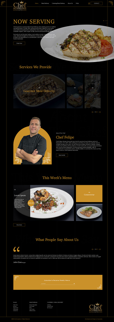 Meal Delivery Homepage for Chef Supreme branding design gold luxury ui uidesign webdesign website