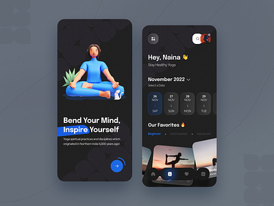 Yoga Mobile App app app design application design health app illustration ios meditation meditation app mental health minimal mobile mobile app mobile app design relaxing app ui ux yoga yoga app yoga application