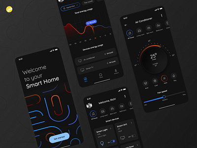 Smart Home App Design accommodation apartment app app design clean dark flat home home app mobile mobile design smart app smart home smart home app ui ux