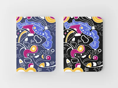 Notebook design cover CREATE SOMETHING 2d abstract art artwork black blue cover create design doodle draw graphic design graphicdesign hand lettering illustration illustrator lettering notebook pattern print